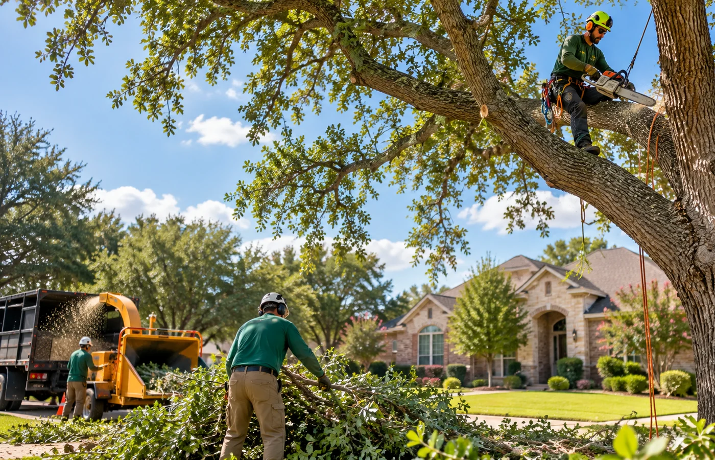 Representative mature oak canopy on a Brazos Valley residential property